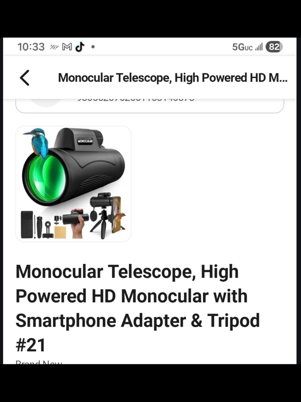 High Powered Black Monocular Telescope with Green Lens